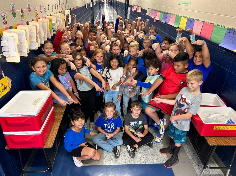 3rd Grade Wearing Blue for National Diabetes Awareness Day!