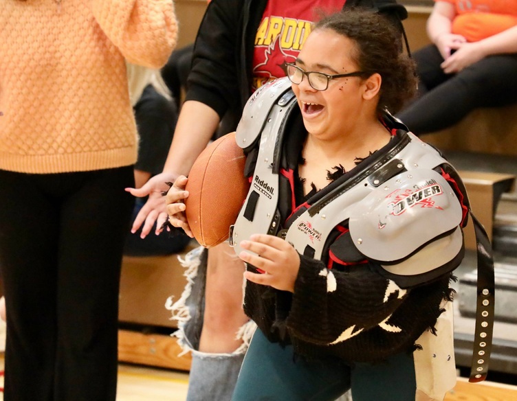 Students participate in a relay race