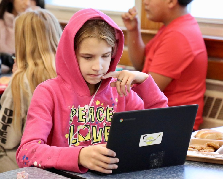 Students dressed in bright colors for Neon Day. 