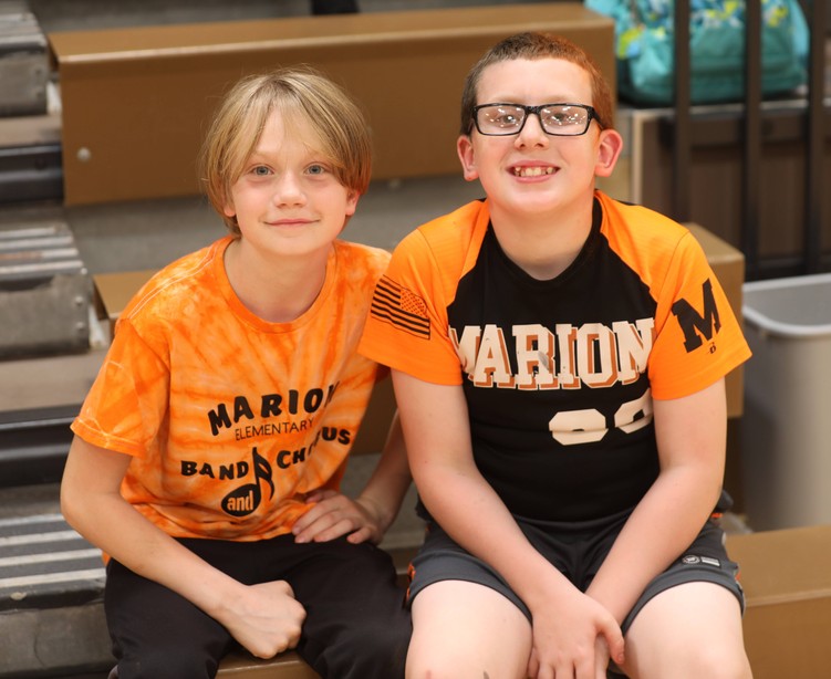 Students smile at the pep assembly 