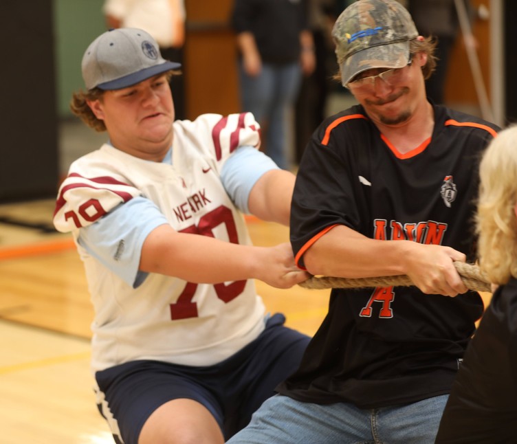 Students participate in the tug-of-war