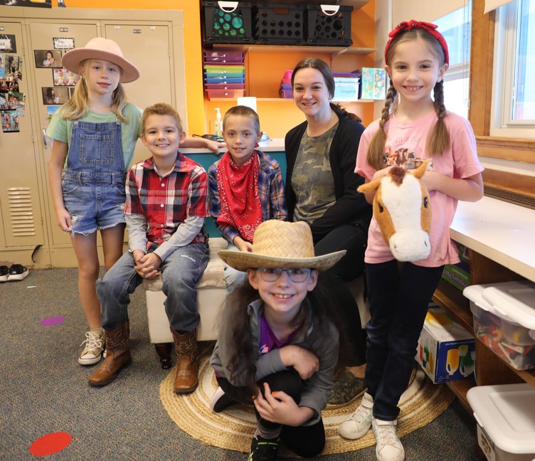 Students and staff dressed up for Country Living Day