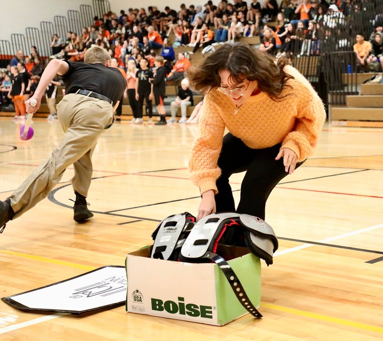 Students participate in a relay race