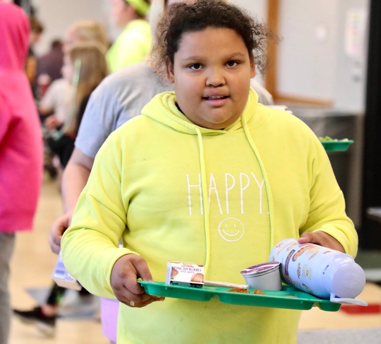 Students dressed in bright colors for Neon Day. 