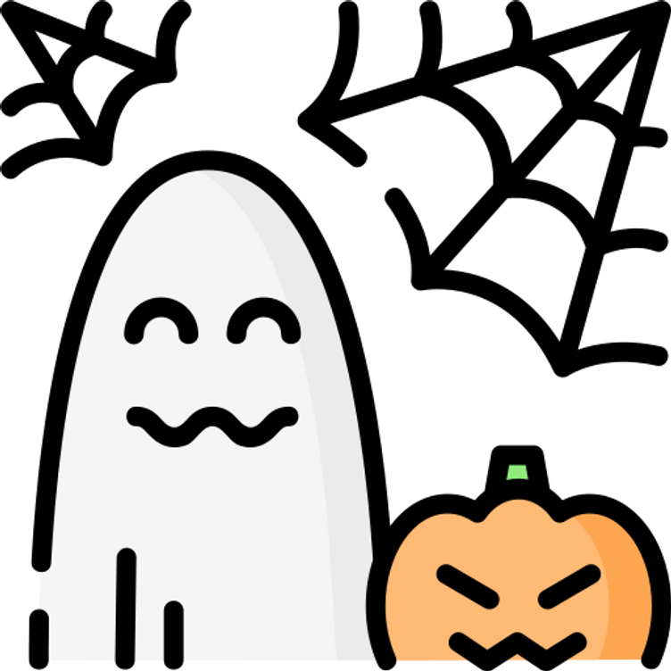 Halloween ghost and jack-o-lantern