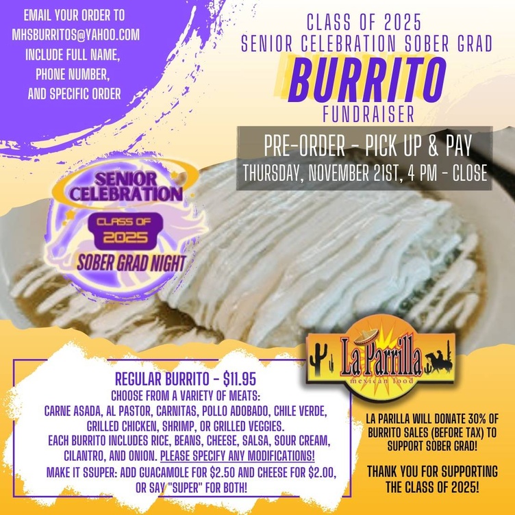 Sober Grad Burrito Fundraiser Flyer