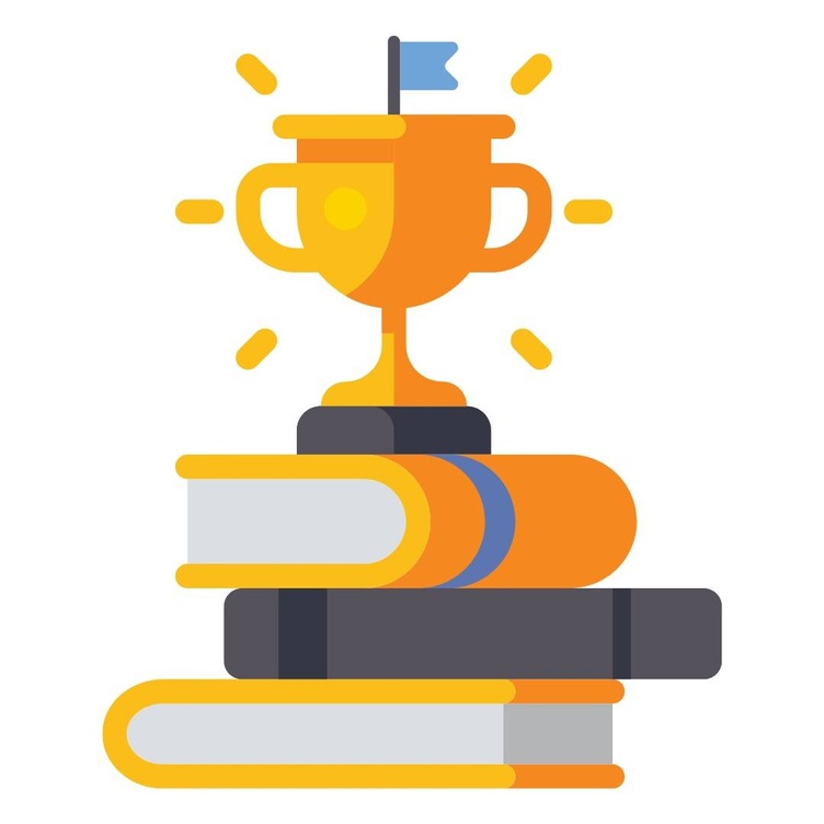 clipart of trophy on top of books