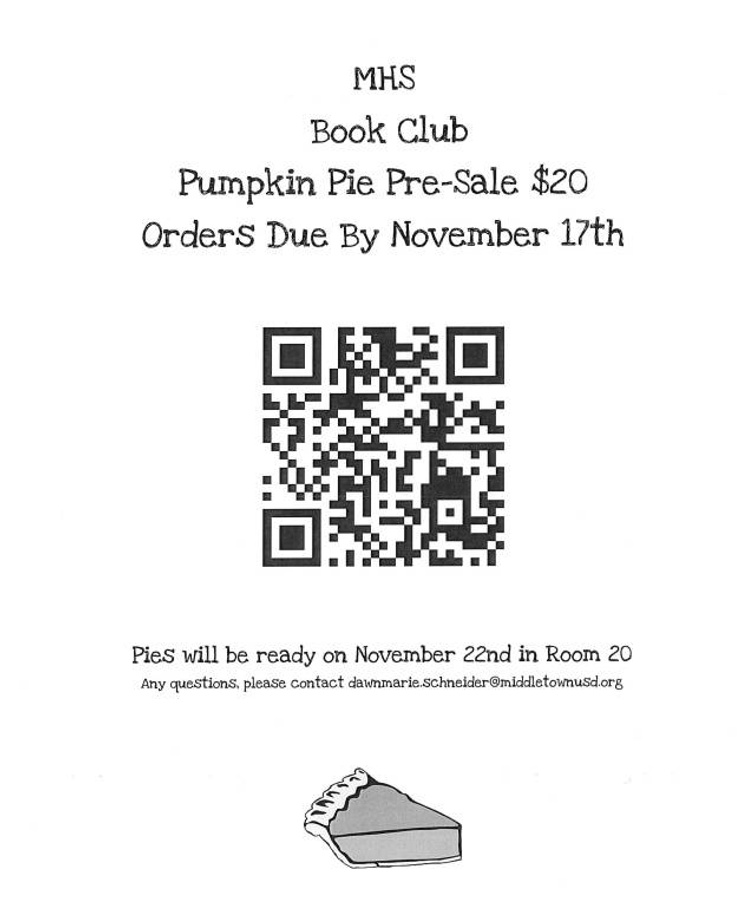 MHS Book Club Pumpkin Pie Flyer
