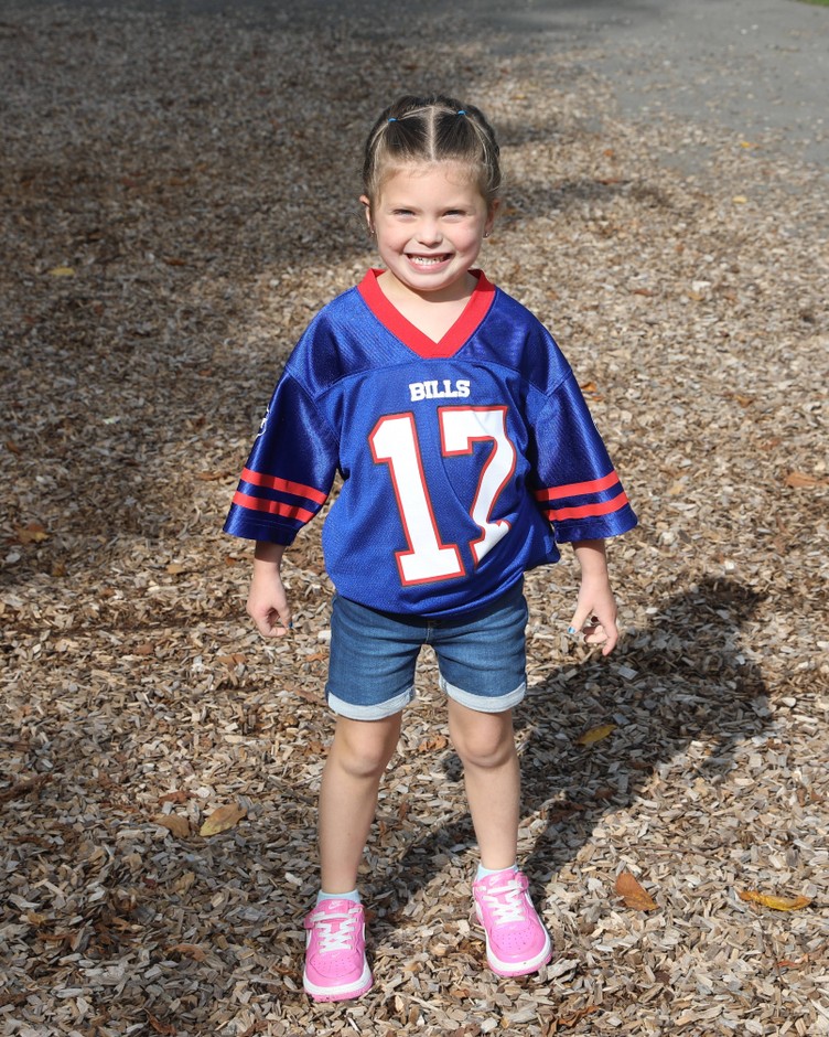 A student in a Buffalo Bills jersey