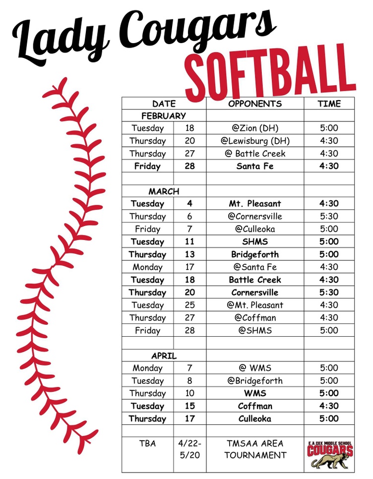 Softball schedule