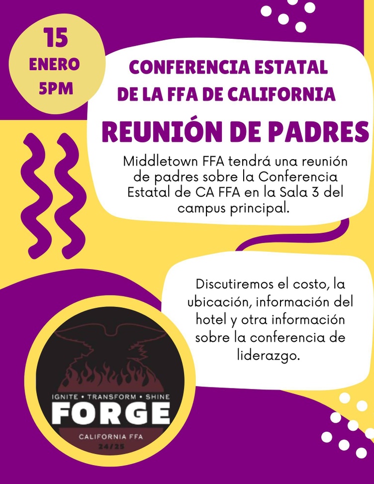 CA FFA State Conference Meeting Flyer (spanish)