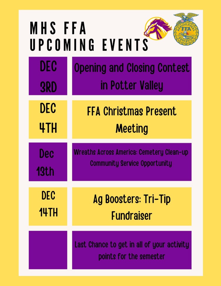 FFA upcoming events