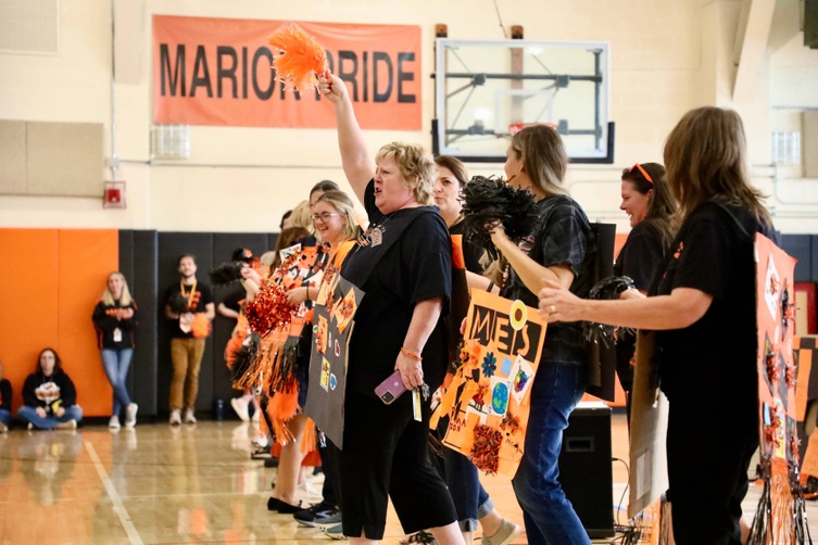 Students at a pep assembly