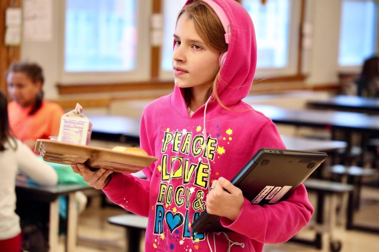 Students dressed in bright colors for Neon Day. 