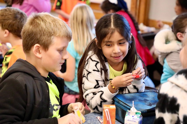 Students dressed in bright colors for Neon Day. 