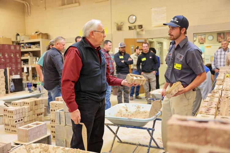 A former Mt. Pleasant High School masonry teacher returns to class for a day.