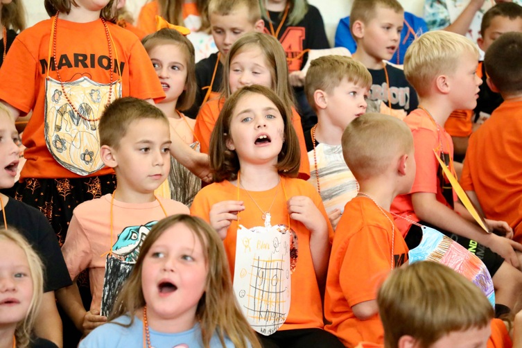 Students at a pep assembly