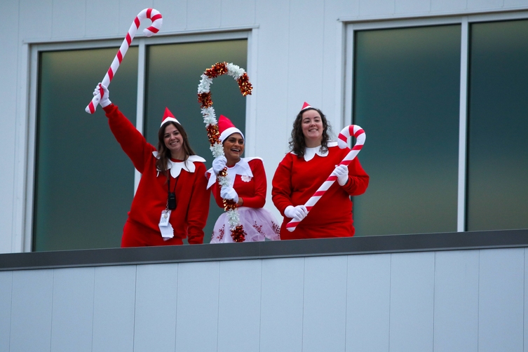 HRES staff with candy canes.