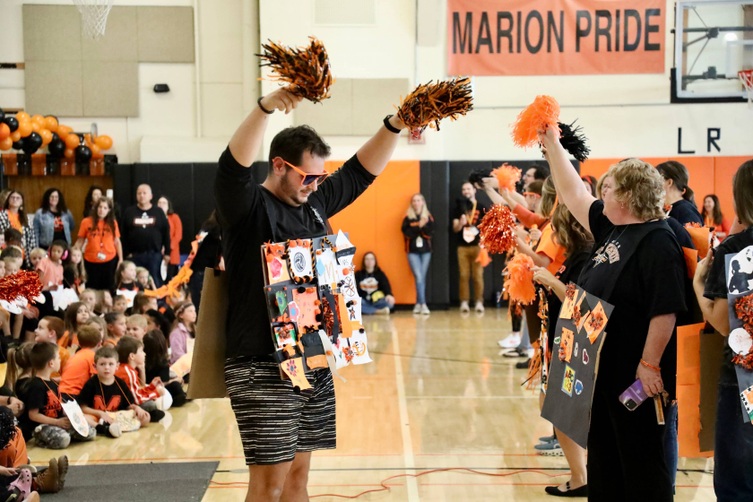 Students at a pep assembly