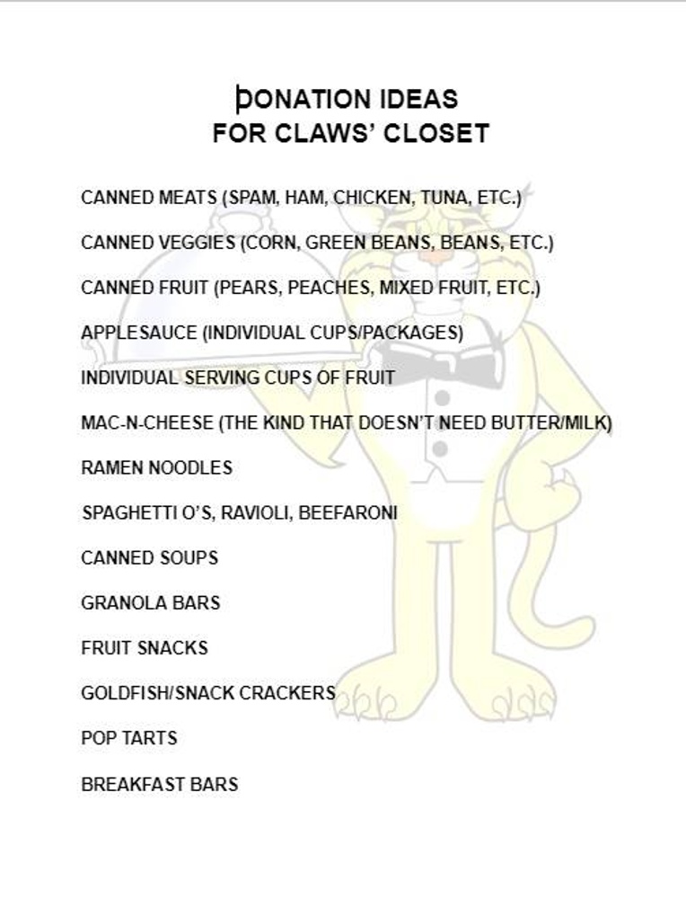 Claws Closet Donation Ideas