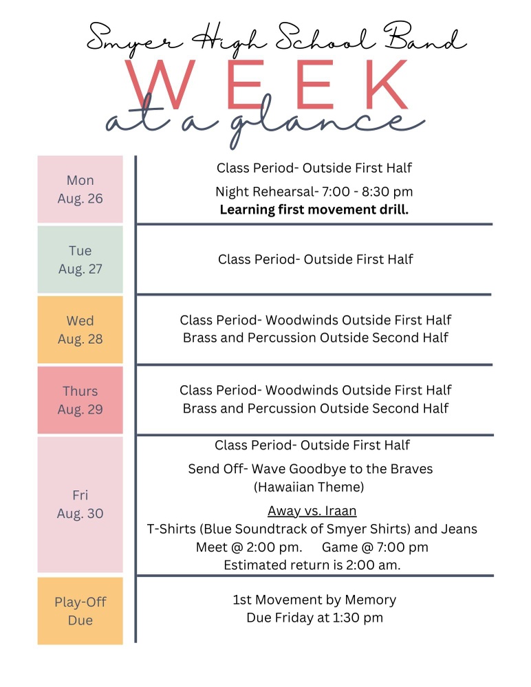 Band Week at a Glance