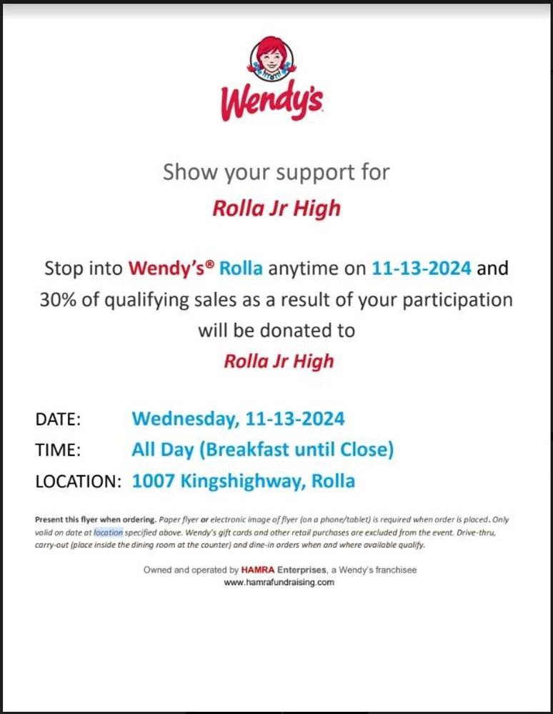 Wendy's Fundraiser