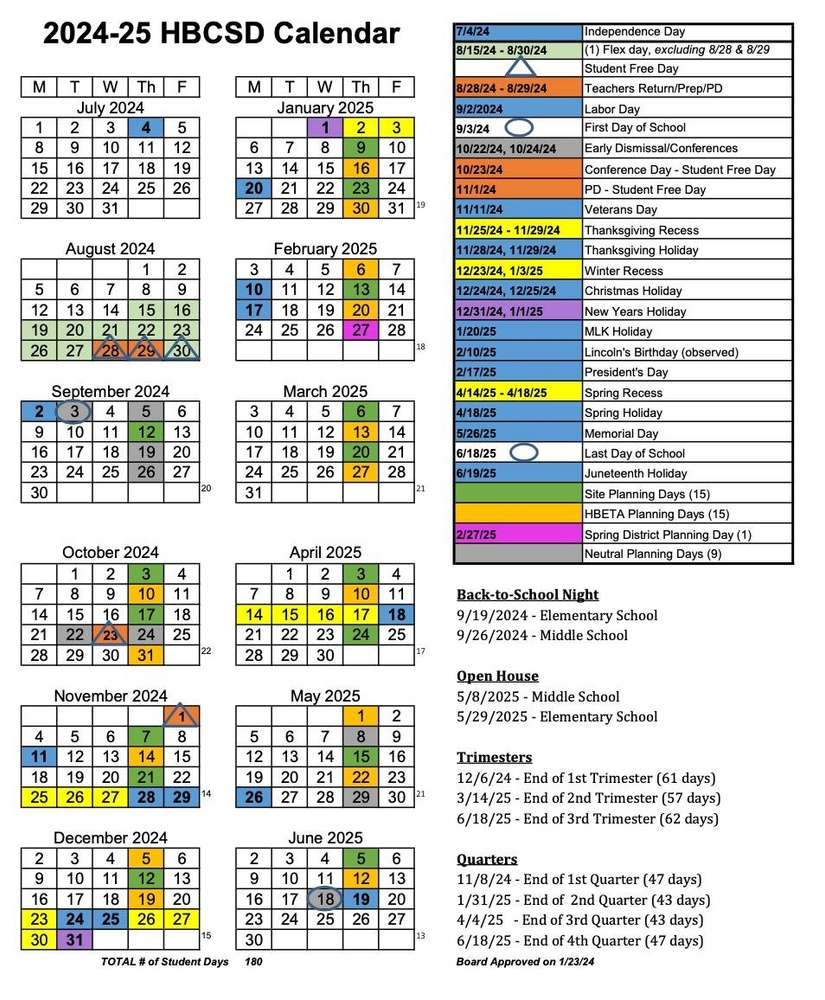 2024-2025 HBCSD Master Calendar