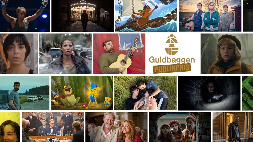 Några av de totalt 52 svenska filmer som är med i omröstningen om Guldbaggens publikpris. 