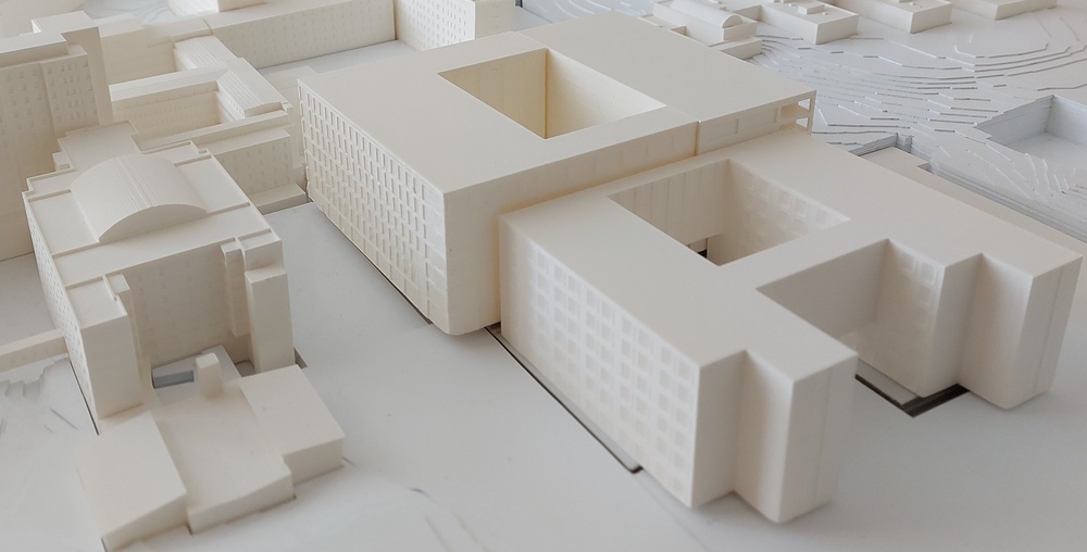 Bild på modell av nya akutsjukhuset Västerås.