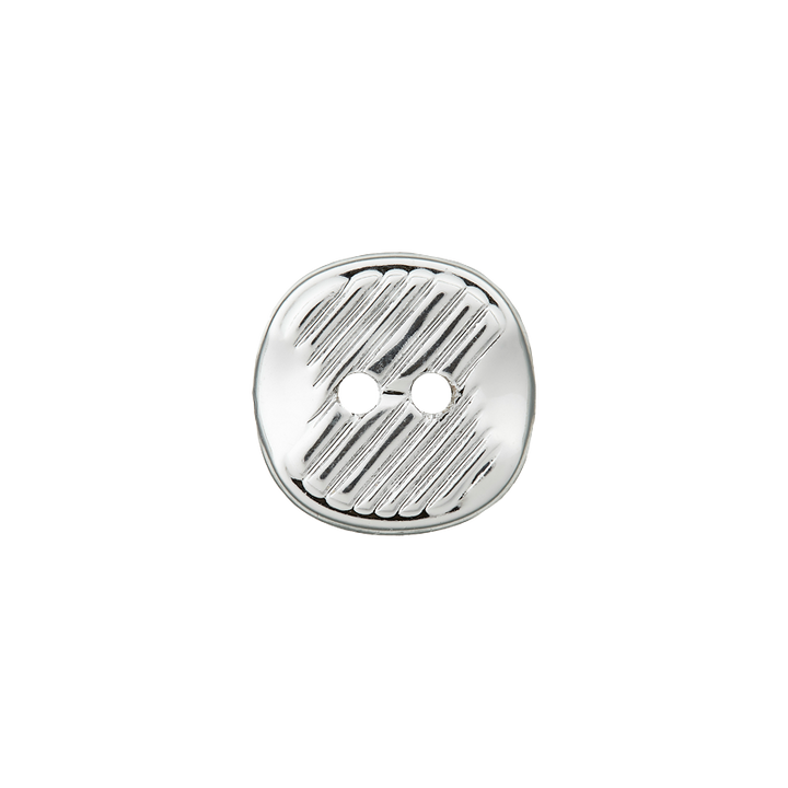 Polyester button 2-holes, metallized, 12mm, silver