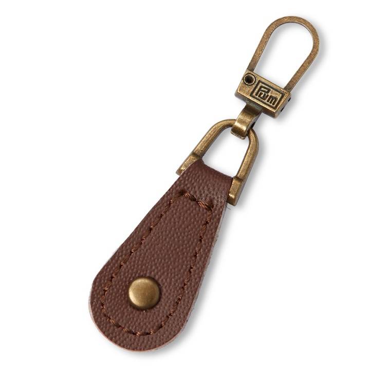 Fashion Zipper puller, imitation leather, brown