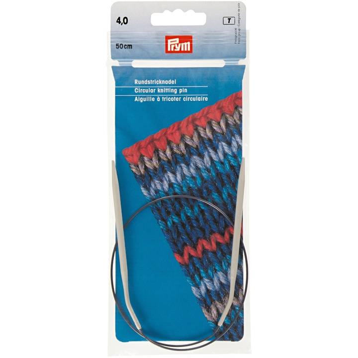 Circular knitting needles, aluminium, 50cm, 4.00mm, grey