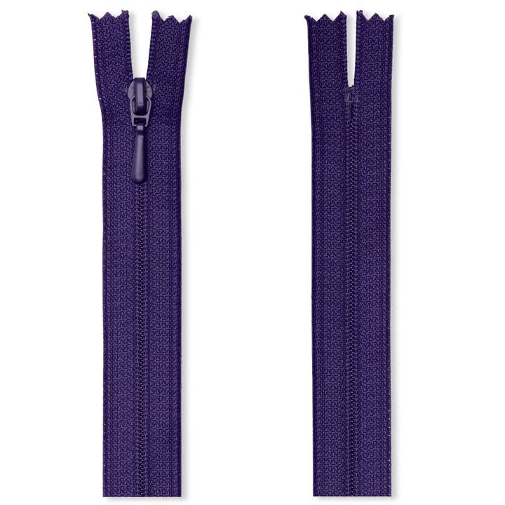 Zip fastener S2 in a film packaging (FLA), closed-end, 25cm, purple