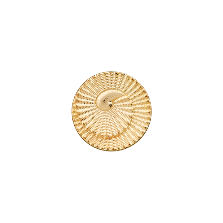 Metal button shank, Spiral, 15mm, gold