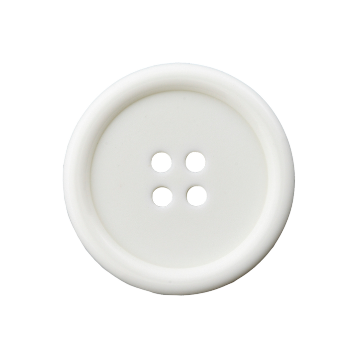 Polyester four-hole button 15mm white