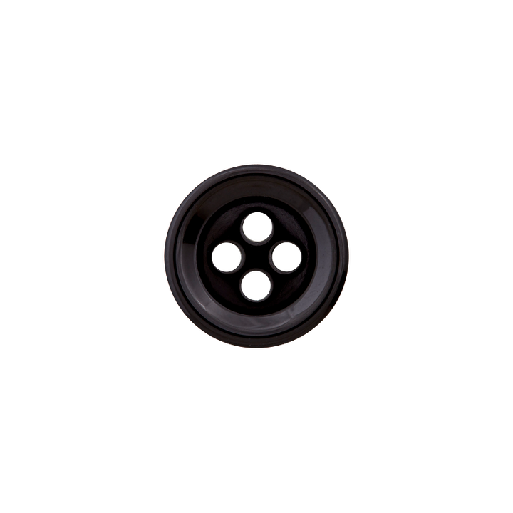 Polyesterknopf 4-Loch, 15mm, schwarz