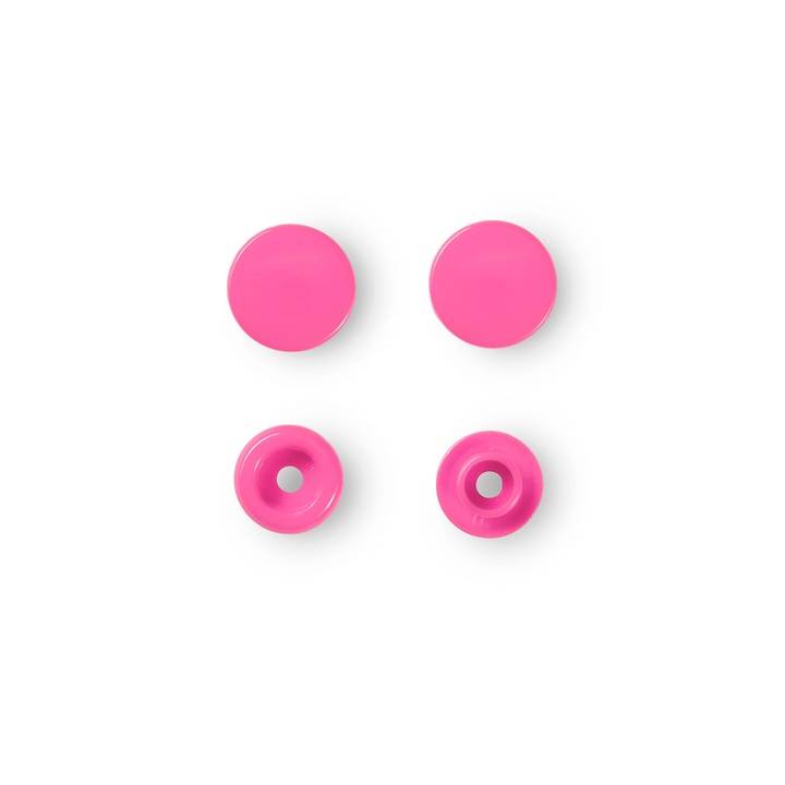 Non-sew press fasteners, Colour Snaps, round, 12.4mm, pink