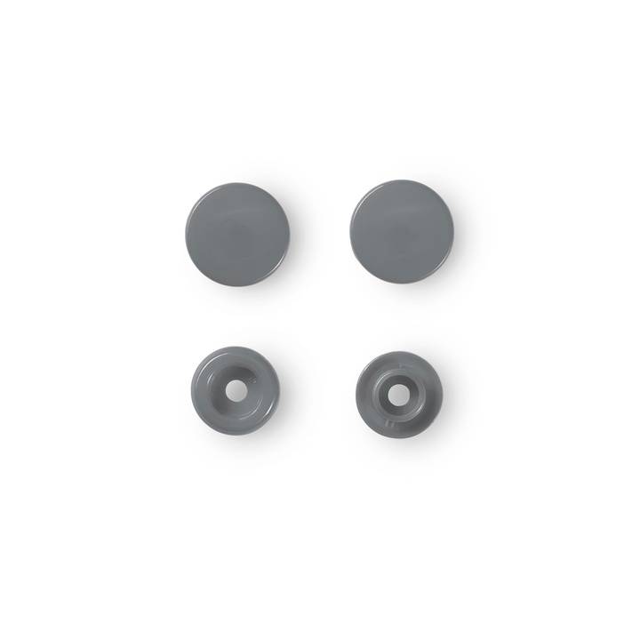 Non-sew press fasteners, Colour Snaps, round, 12.4mm, silver grey