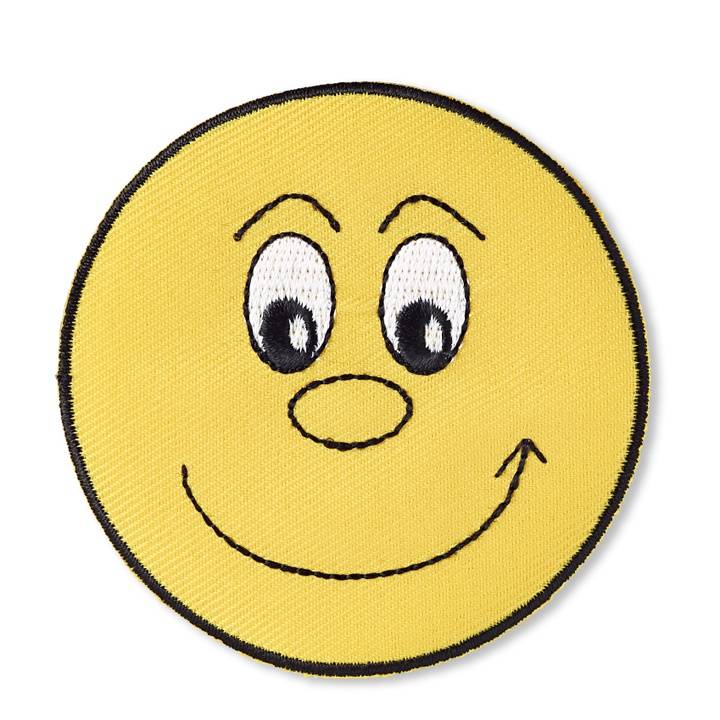 Applique face, laughing, yellow