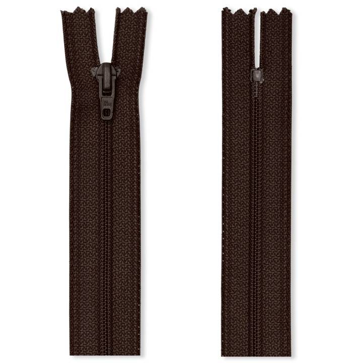 Zip fastener M4 in a film packaging, open-end, 80cm, dark brown
