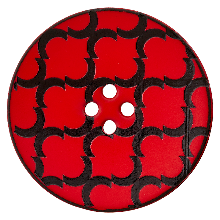 Пуговица из полиэстера, с 4 отверстиями, 28мм, красный цвет