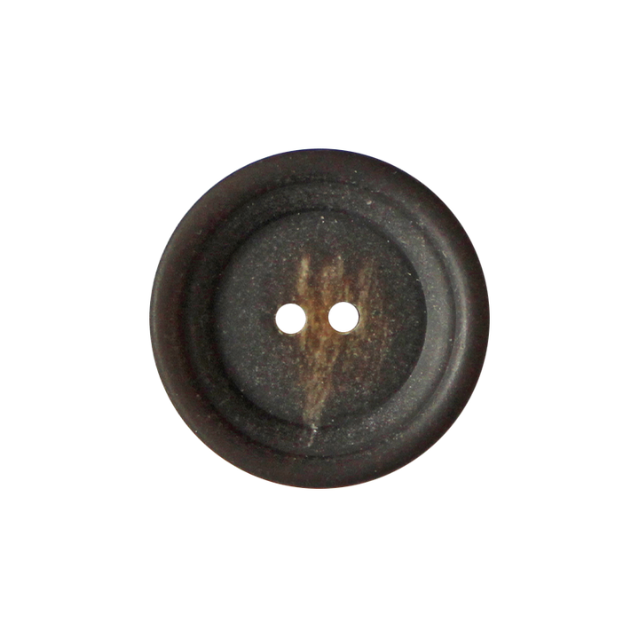 Horn/Polyesterknopf, 2-Loch, recycelt, 25mm, dunkelbraun