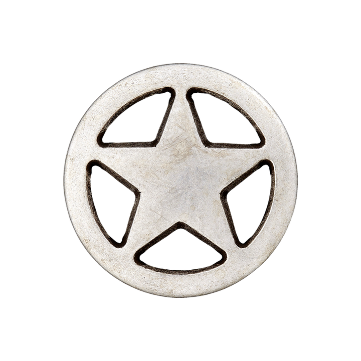 Metal button shank Star 23mm silver