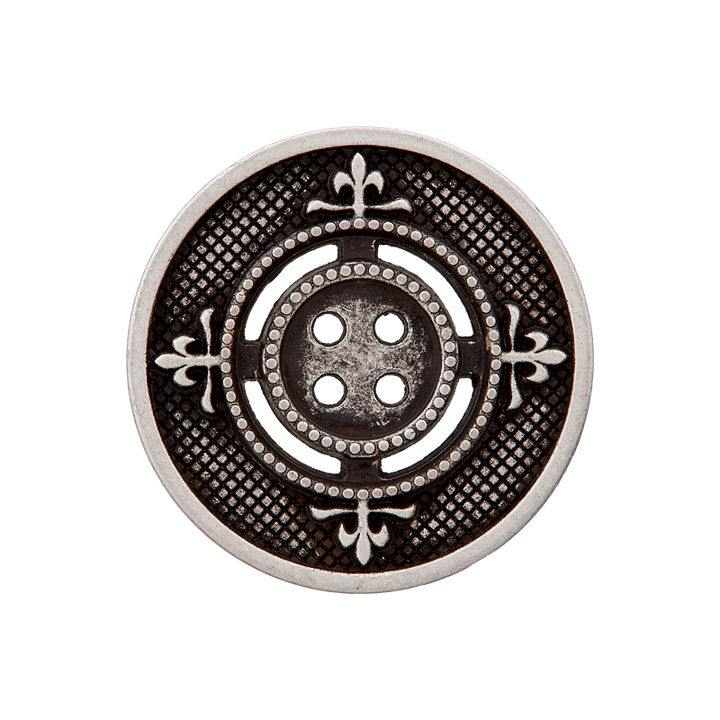 Metal button 4-holes, 23mm, antique silver
