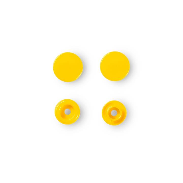 Non-sew press fasteners, Colour Snaps, round, 12.4mm, yellow