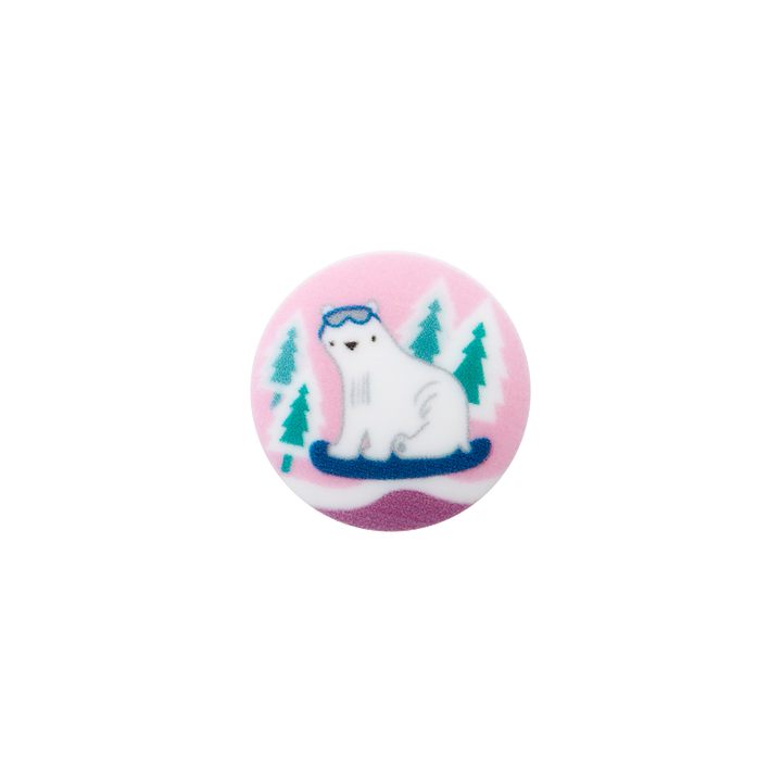 Polyesterknopf Öse, Eisbär, 18mm, rosa