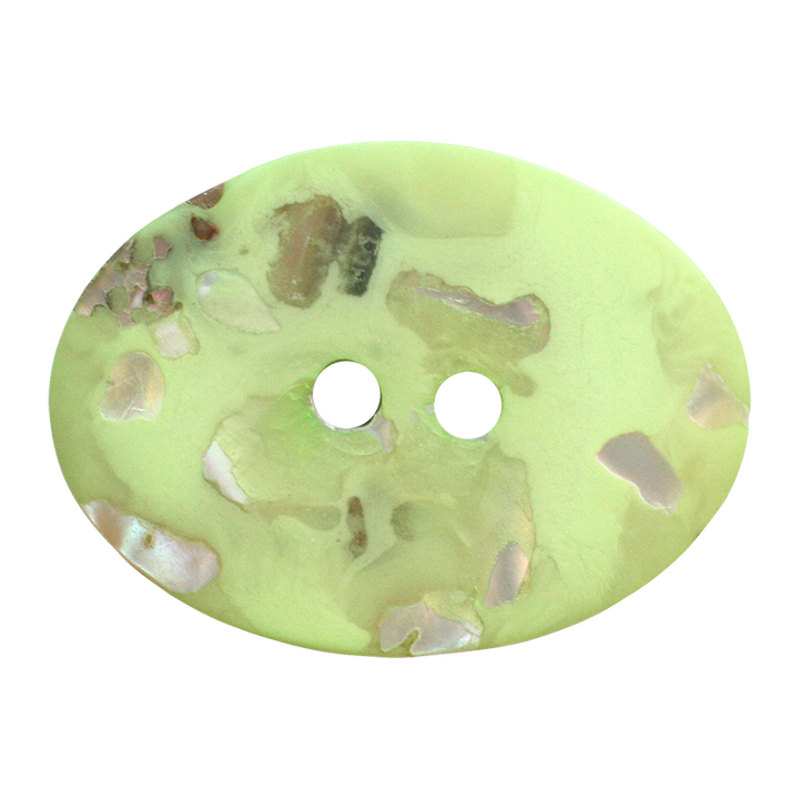 Mother of pearl/polyester button, 2-holes, recycled, 25mm, light green