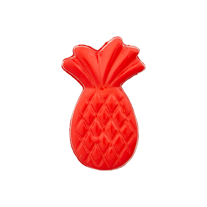 Bouton polyester pied, ananas, 19mm, rouge