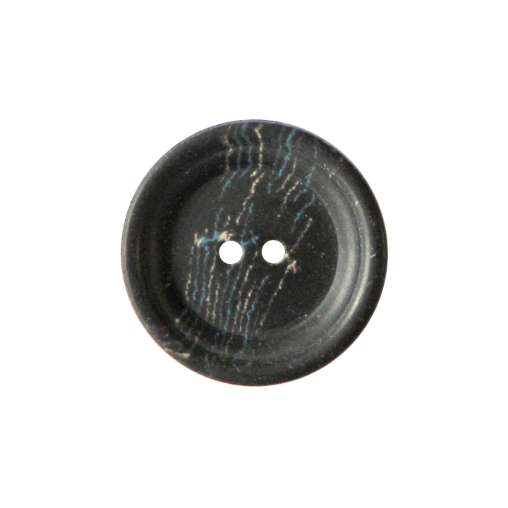 Horn/Polyesterknopf, 2-Loch, recycelt, 23mm, schwarz