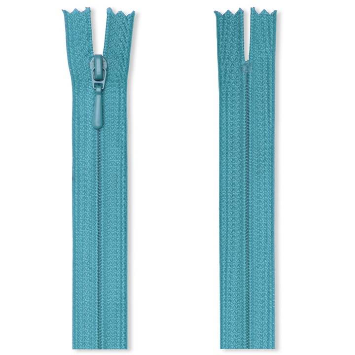 Zip fastener S2 in a film packaging (FLA), closed-end, 50cm, light turquoise